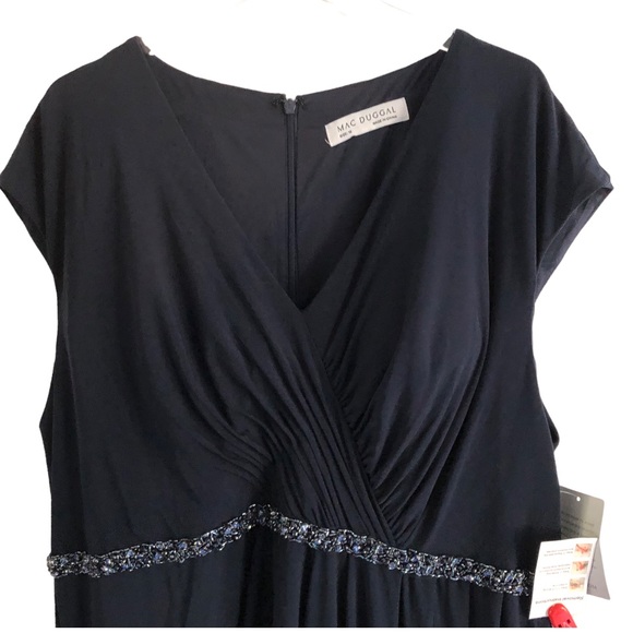 Mac Duggal Navy Blue Crystal Belt Jersey Gown 18 - Picture 6 of 16